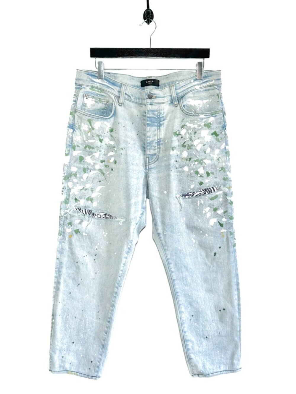 Amiri Light Blue Paint Splatters Jeans